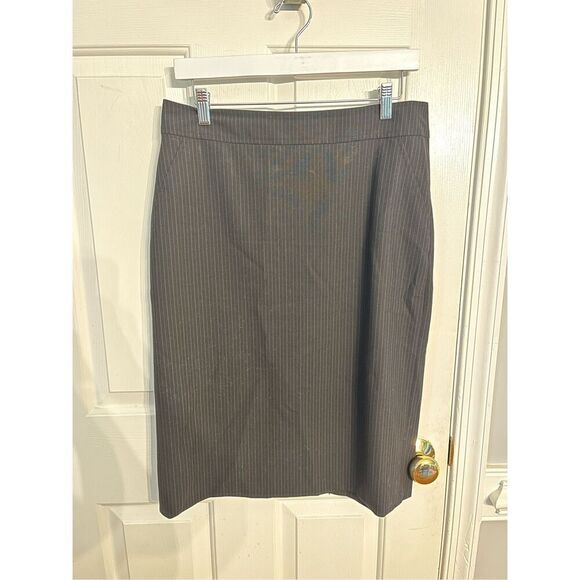 Barami Black Wool Pinstripe Career MIDI Skier sz 8 EUC - Picture 2 of 6